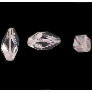 Cut facets olive, striations pattern, crystal and amethyst 24x11 mm Cut facets olive, striations pattern, crystal and amethyst 24x11 mm