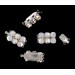 Nickel plated fastener three raws with iridescent stones, 17x11 mm