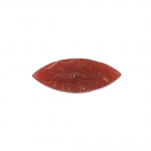 Cabochon navette à motif géométrique en relief, cornaline 36x14 mm