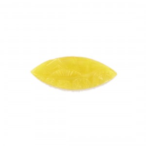 Cabochon navette à motif géométrique en relief, lune jaune 36x14 mm