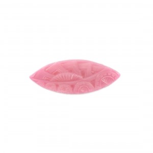 Navette cabochon with embossed geometrical pattern, moonshine pink 36x14 mm