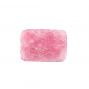 Cabochon rectangle strié, rose moucheté 32x22.5 mm