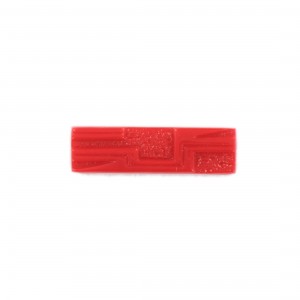 Cabochon rectangle à motifs géométriques en relief, corail 34x10 mm