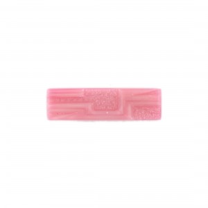 Cabochon rectangle à motifs géométriques en relief, rose 34x10 mm