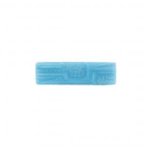 Cabochon rectangle à motifs géométriques en relief, lune bleu clair 34x10 mm