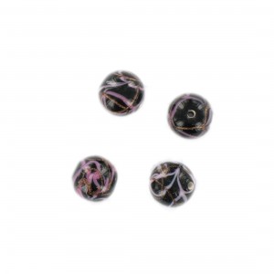 Perle ronde tricolore, noir rose aventurine 10 mm