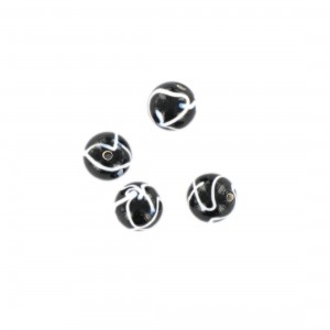 Perle ronde bicolore, noir et blanc 9 mm