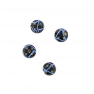 Two tone round bead, black and blue 9 mm
