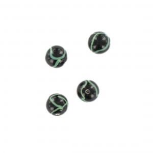 Perle ronde bicolore, noir et vert 9 mm