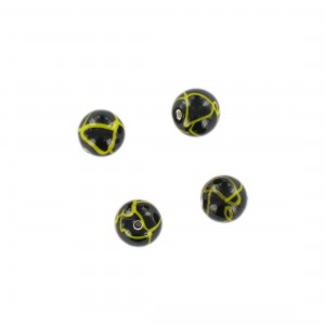 Two tone round bead, black and yellow 9 mm