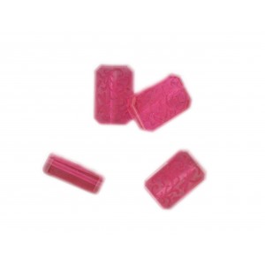 Octagonal bead with engraved arabesques on 2 faces, fuchsia 16x11 mm