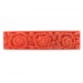 Cylinder bead with matt embossed floral pattern on 2 sides, coral red 55x14 mm