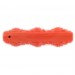 Cylinder bead with matt embossed floral pattern on 2 sides, coral red 55x14 mm
