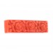 Cylinder bead with matt embossed floral pattern on 2 sides, coral red 55x14 mm