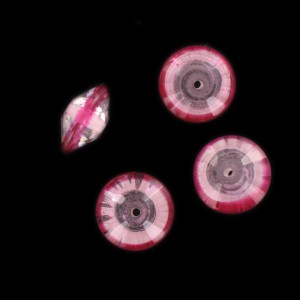 Rondelle facettée bicolore, cristal et rose 16 mm
