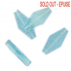 Rhomb bead with engraved arabesques on 2 faces, aquamarine 28x14 mm