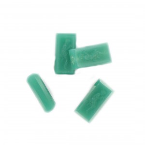 Rectangular bead with matt engraved character on 2 faces, chryso 18x9 mm