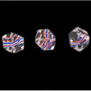 Cut multi facets bead, striations pattern, crystal and blue white orange 14x12 mm Cut multi facets bead, striations pattern, crystal and blue white orange 14x12 mm