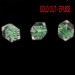 Cut multi facets bead, striations pattern, crystal and green 14x12 mm