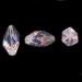 Cut facets olive, striations pattern, crystal and blue, white, orange 24x11 mm