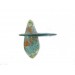 Pendant plat avec décor à feuille d'argent, trou au sommet, zircon et tacheté orange 37x16 mm