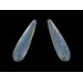 Flat pendant, hole on top, light topaz and iridescent blue 40x11 mm