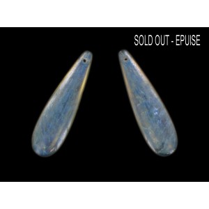 Pendant plat, trou au sommet, light topaze et bleu irisé 40x11 mm