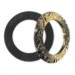 Ring with embossed pattern, black gilded 40 mm