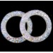 Ring with embossed pattern, iridescent white opal 40 mm