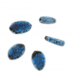 Flat olive, blue and black speckled 17x11 mm