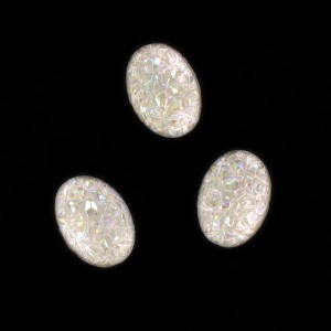 Oval "rock" cabochon, iridescent crystal 18x13 mm