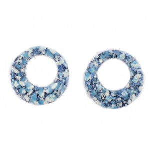 Ring, blue speckled turquoise and white 26 mm