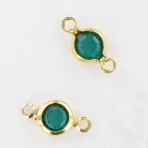 Channel with Swarovski stone, emerald 9x5 mm