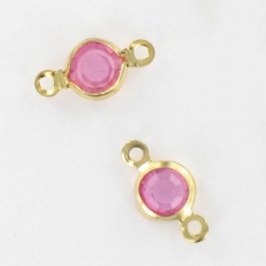 Channel with Swarovski stone, rose 9x5 mm