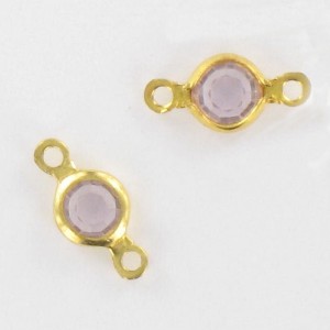 Channel with Swarovski stone, light amethyst 9x5 mm