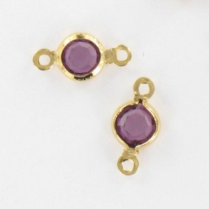 Channel with Swarovski stone, amethyst 9x5 mm