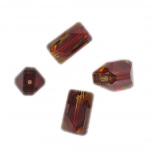 Faceted bead, ruby and topaz 17x10 mm