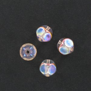 Perle à facettes à liseret bronze, cristal irisé 12 mm