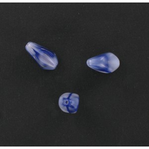 Marbled baroque olive, blue and white 15x8 mm