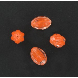 Striped olive, crystal and orange 15x10 mm