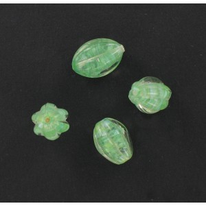 Striped olive, crystal and green 15x10 mm
