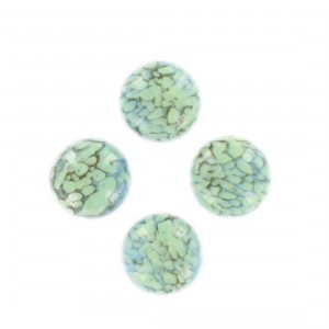Round spotted cabochon, marbled green and blue 15 mm