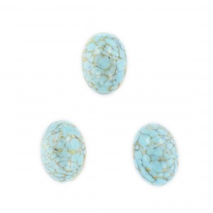 Oval cabochon, turquoise and veined brown 18x13 mm