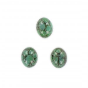 Cabochon ovale, vert et noir veiné 15x12 mm