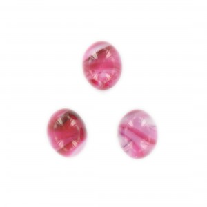 Cabochon ovale, rose et blanc veiné 15x12 mm