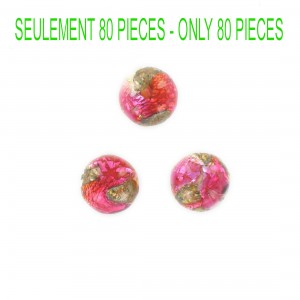 Cabochon rond volcanique, rose et couleur marbrée 12 mm