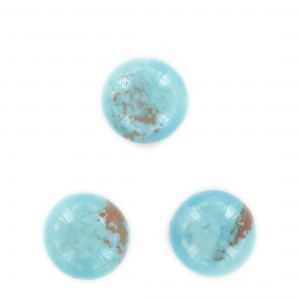 Cabochon rond, turquoise et tacheté marron 18 mm