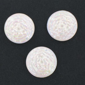 Cabochon rond, blanc irisé 22 mm