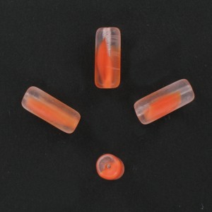 Cylindre mat bicolore, cristal et orange 17x7 mm