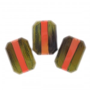 Two tone octagon, khaki and orange 24x17 mm